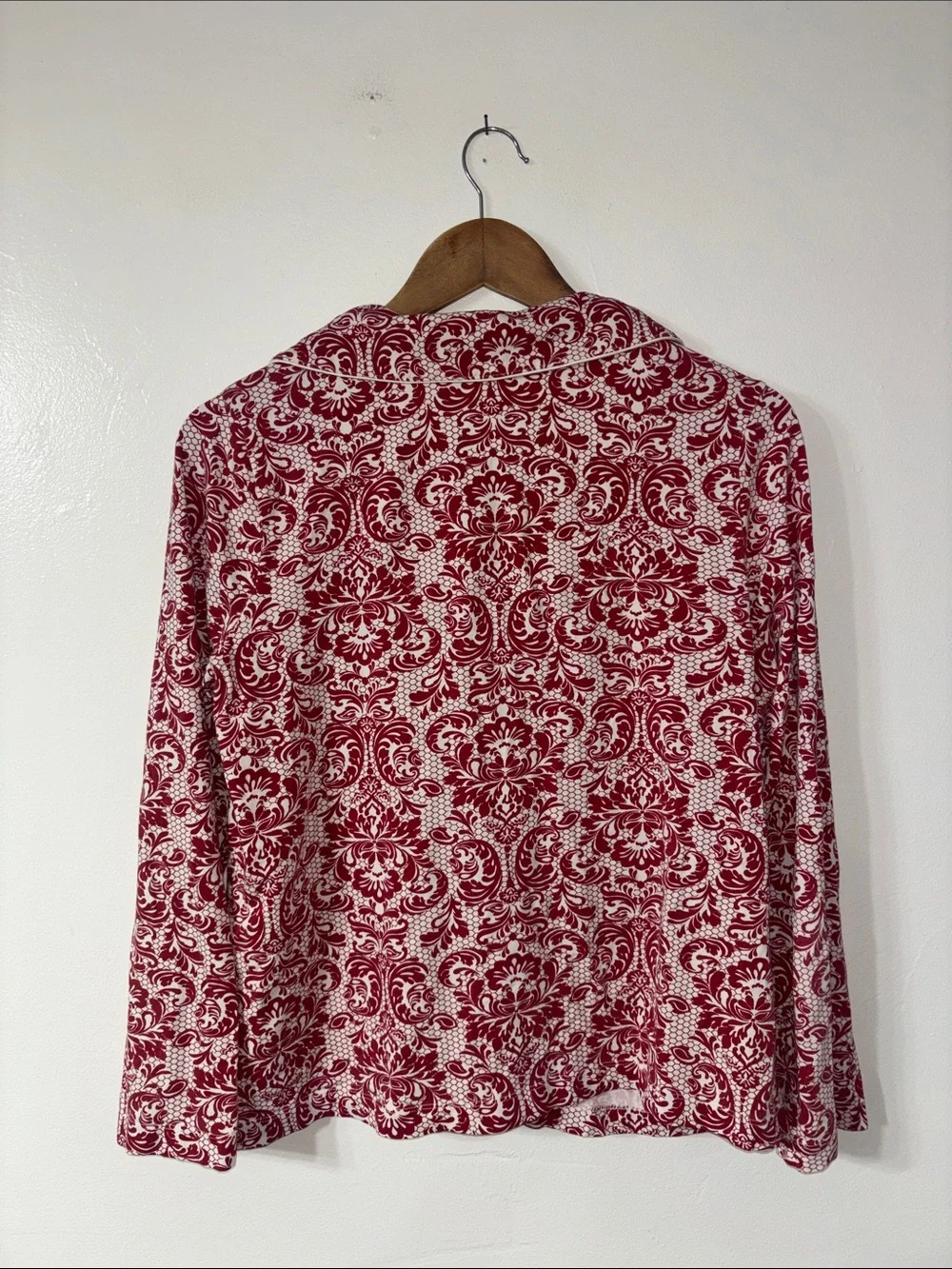 Soma Red White Print Pajama PJ Set Top Pants Size Medium Large